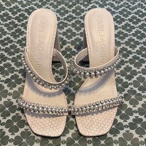 Karl Lagerfeld Cream Embellished Sandals